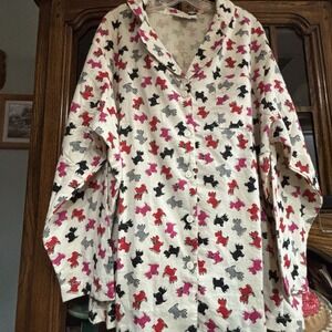 Dreams Co Women's Flannel Pajama‎ Set Size 26/28 Scottie Dog Print Long Sleeve